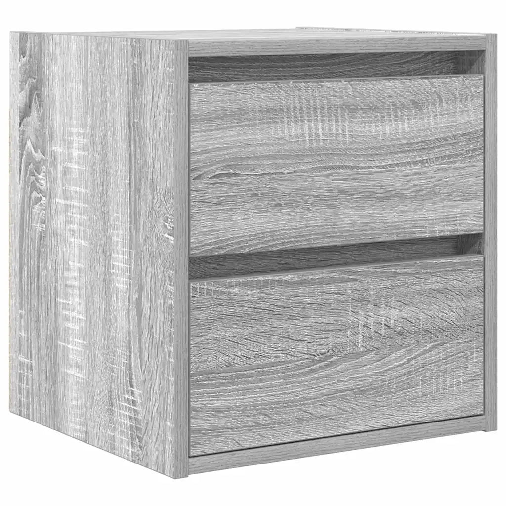 Set di 2 Comodini | Armadio da Notte | Mobiletto da notte a Muro Grigio Sonoma 38x34x40 cm