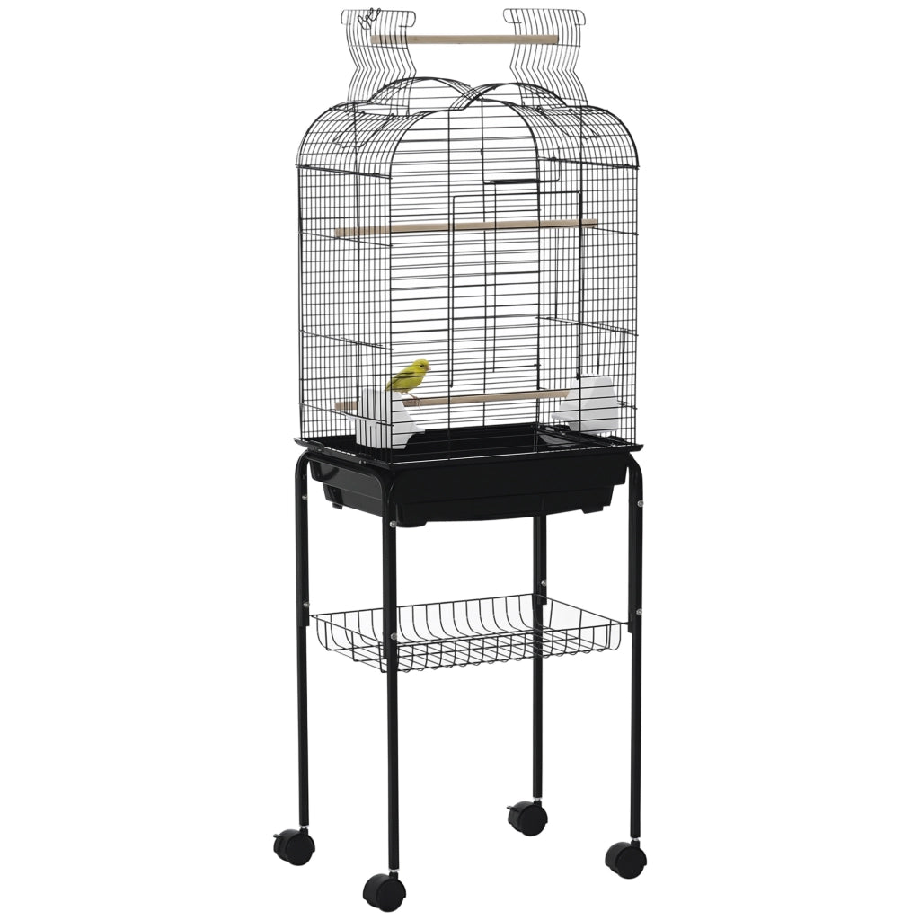 Gabbia per Uccelli da Giardino ¨C zephmum ¨C Nera, Acciaio, Legno, 46x36x130 cm