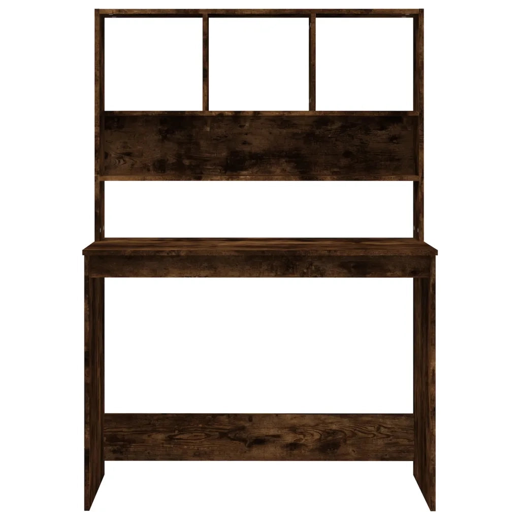 Scrivania | Tavolo da Ufficio Mensole Rovere Fumo 102x45x148 cm Legno Multistrato