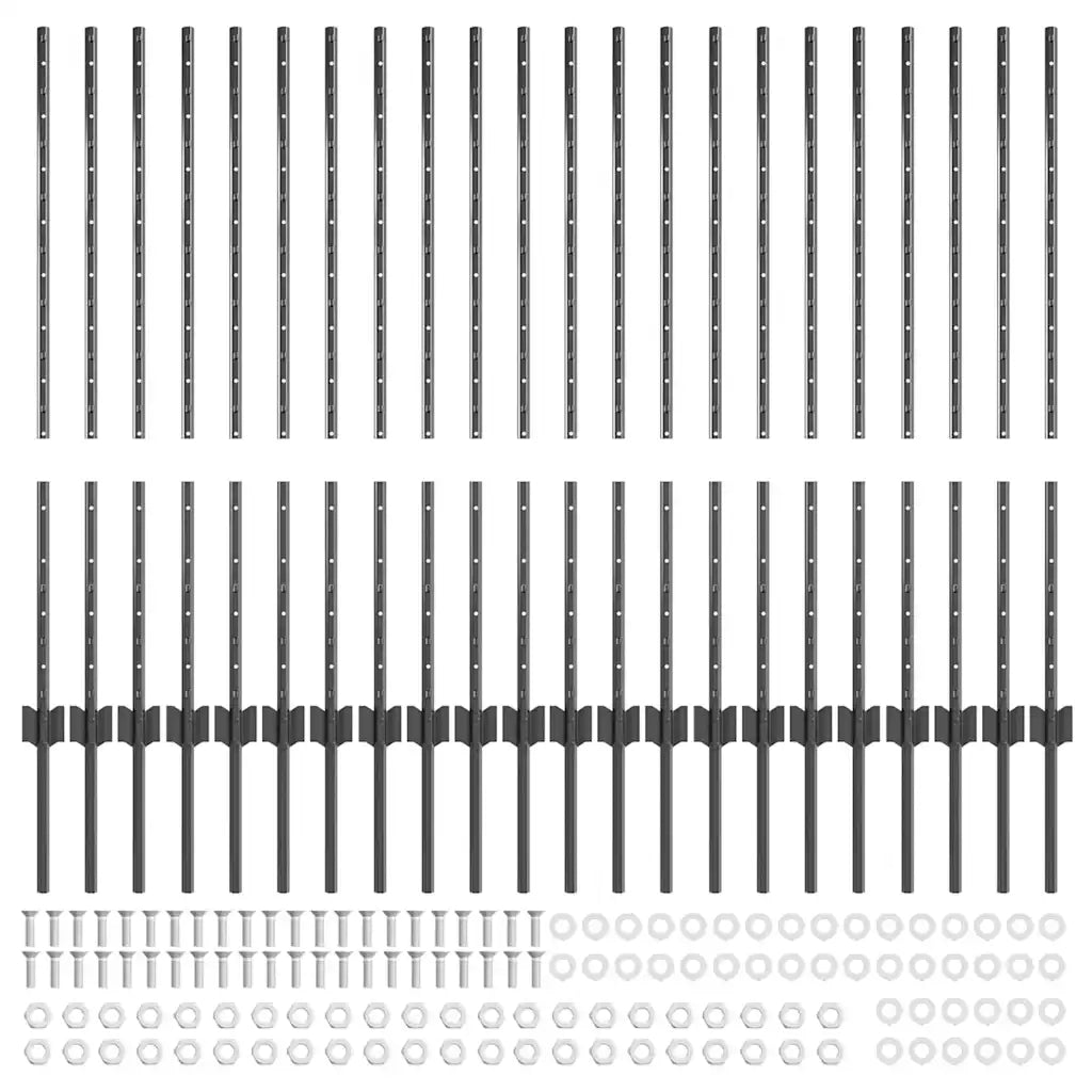 Palo della recinzione 22 pcs Grigio 140 cm Acciaio 3335936