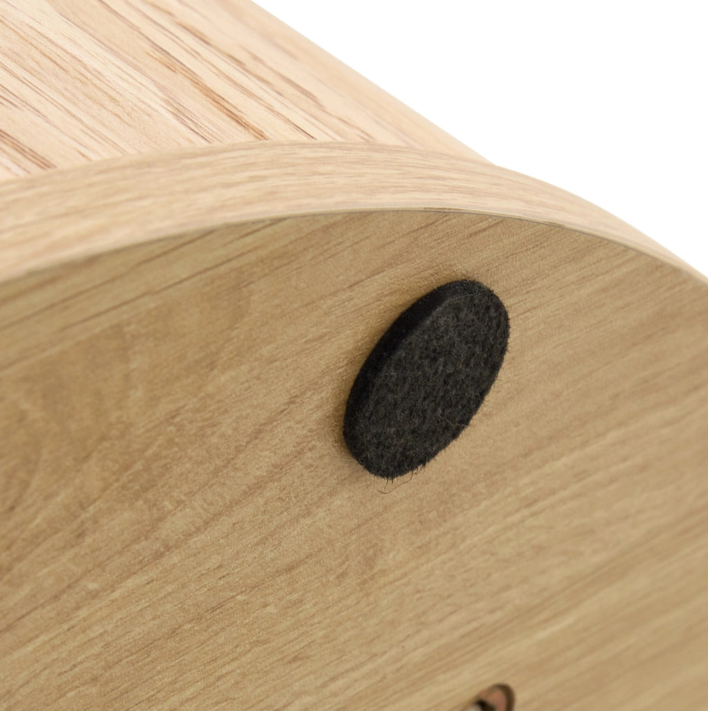 Tavolo da pranzo rotondo 100 cm con vano contenitore; MDF e metallo; effetto legno naturale