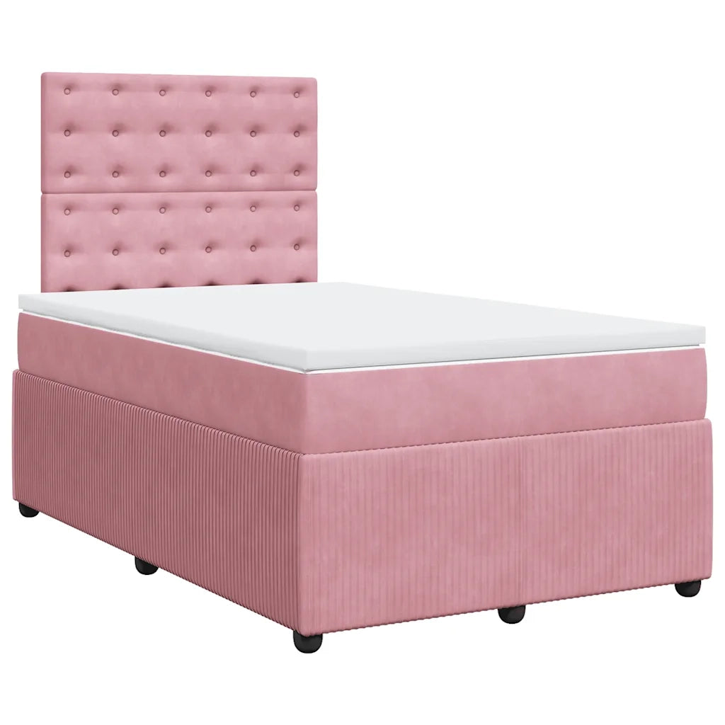vidaXL Giroletto a Molle con Materasso Rosa 120x200 cm in Velluto