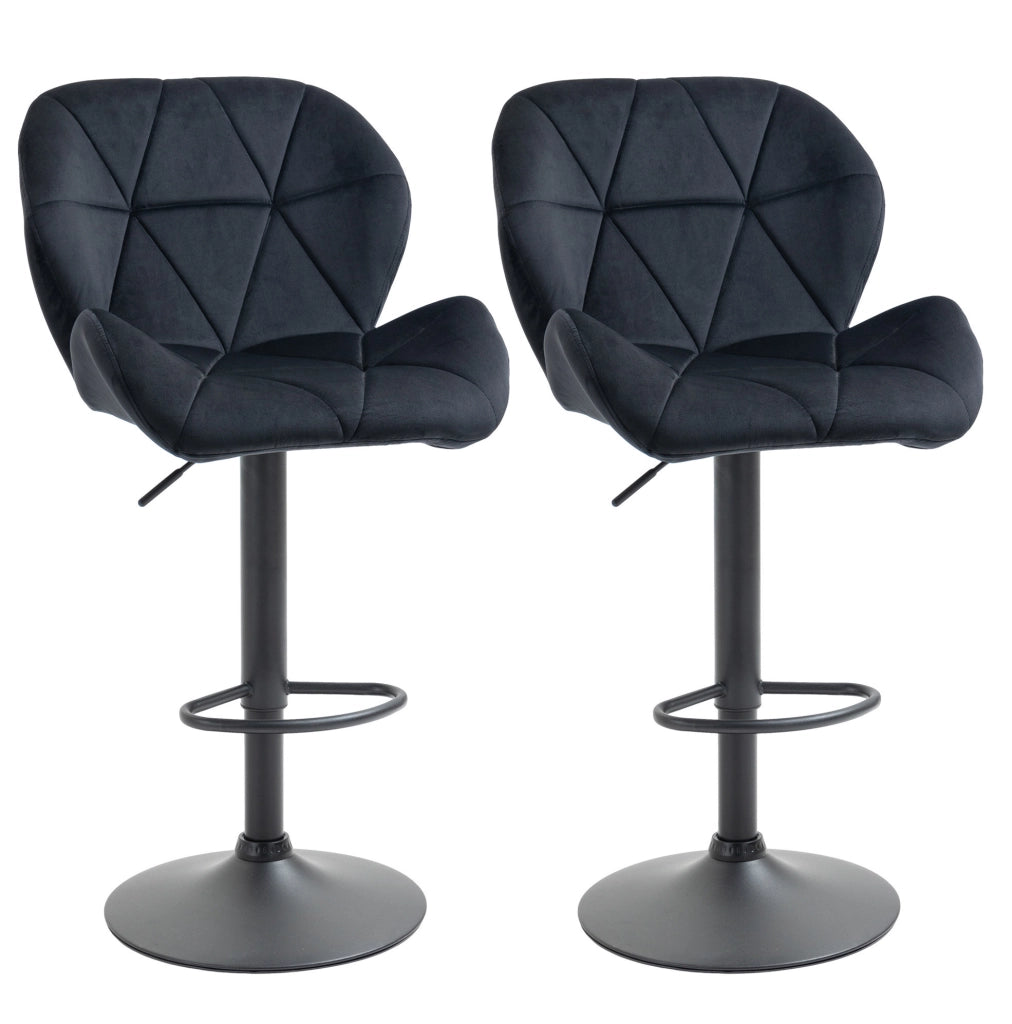 Set di 2 sgabelli bar 51.5x57.5x93-114.5 cm girevoli e regolabili in altezza in poliestere nero