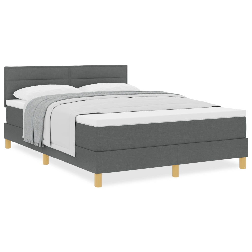 Letto con Box Spring e Materasso Grigio Scuro 140x200 cm Tessuto