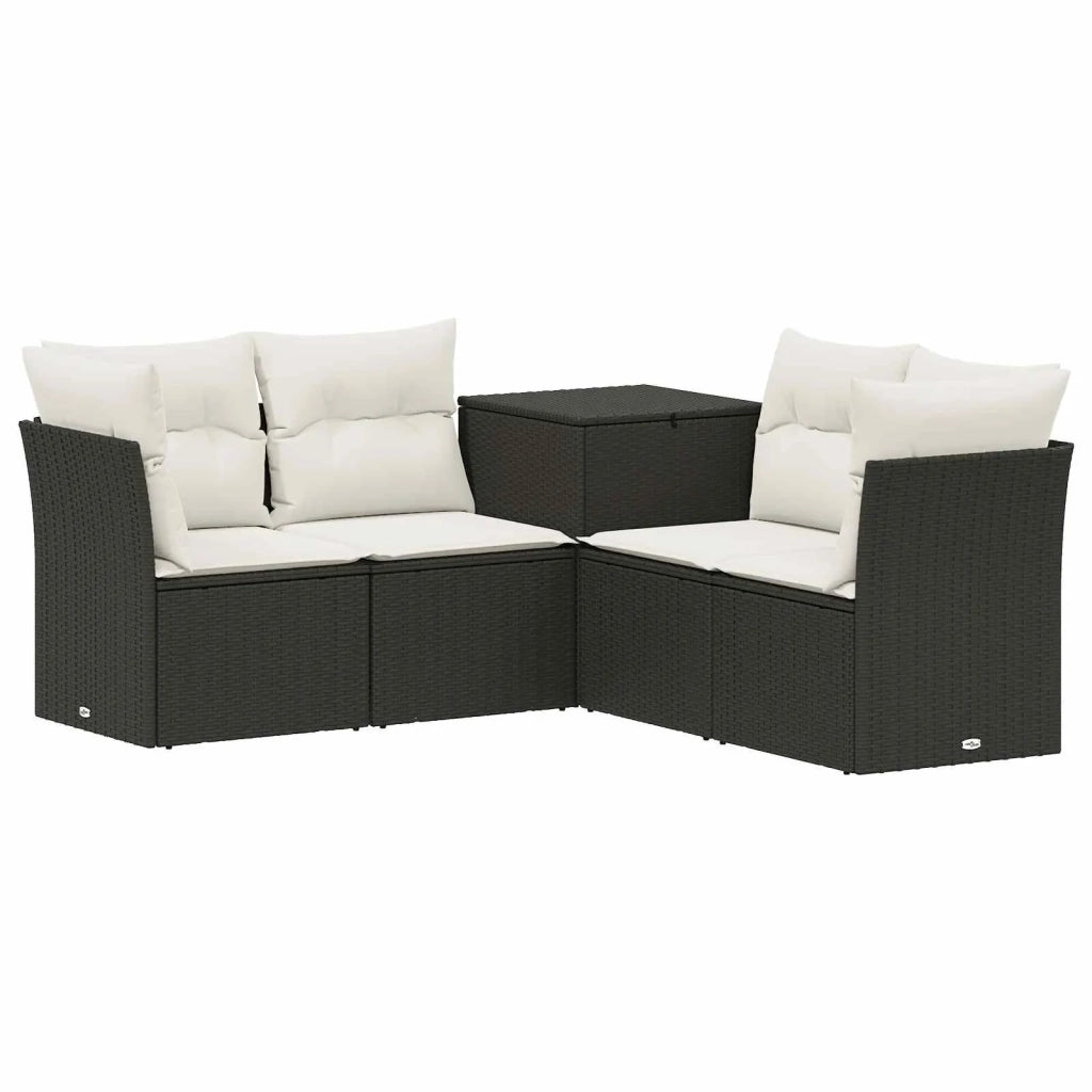 Set di divani 5 pz Nero e Bianco Crema 3447829