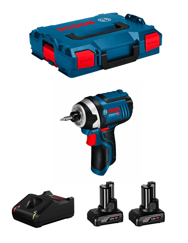 Avvitatore a massa battente BOSCH GDR 12V-105 (2 x 6,0 Ah + GAL12V-40 + L-Boxx 102)
