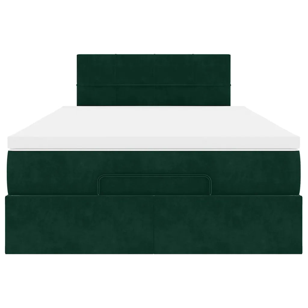 Pouf Letto con Materasso Verde Scuro 120x190 cm Velluto 3311762