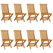 Sedie da Giardino e Cuscini Grigi 8 pz Massello di Teak 3072933