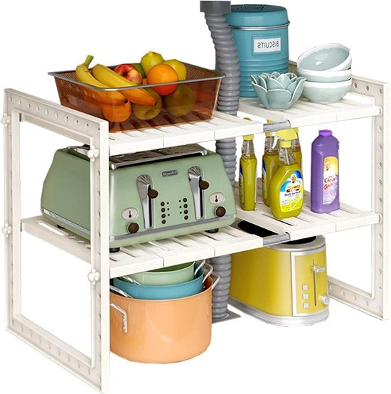 Organizzatore per sotto il lavandino - acciaio inossidabile - plastica - estraibile - 10 pannelli rimovibili