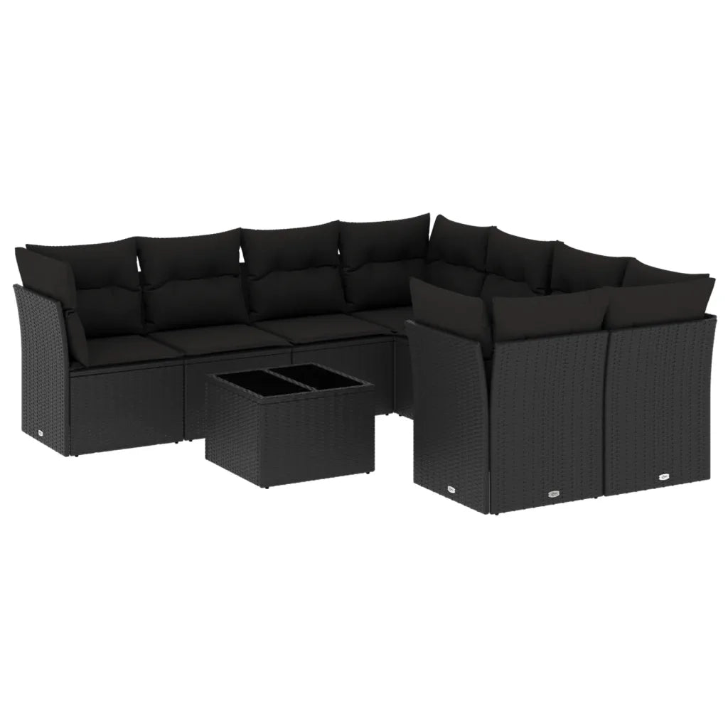 Set Divani da Giardino 9 pz con Cuscini Nero in Polyrattancod mxl 115499