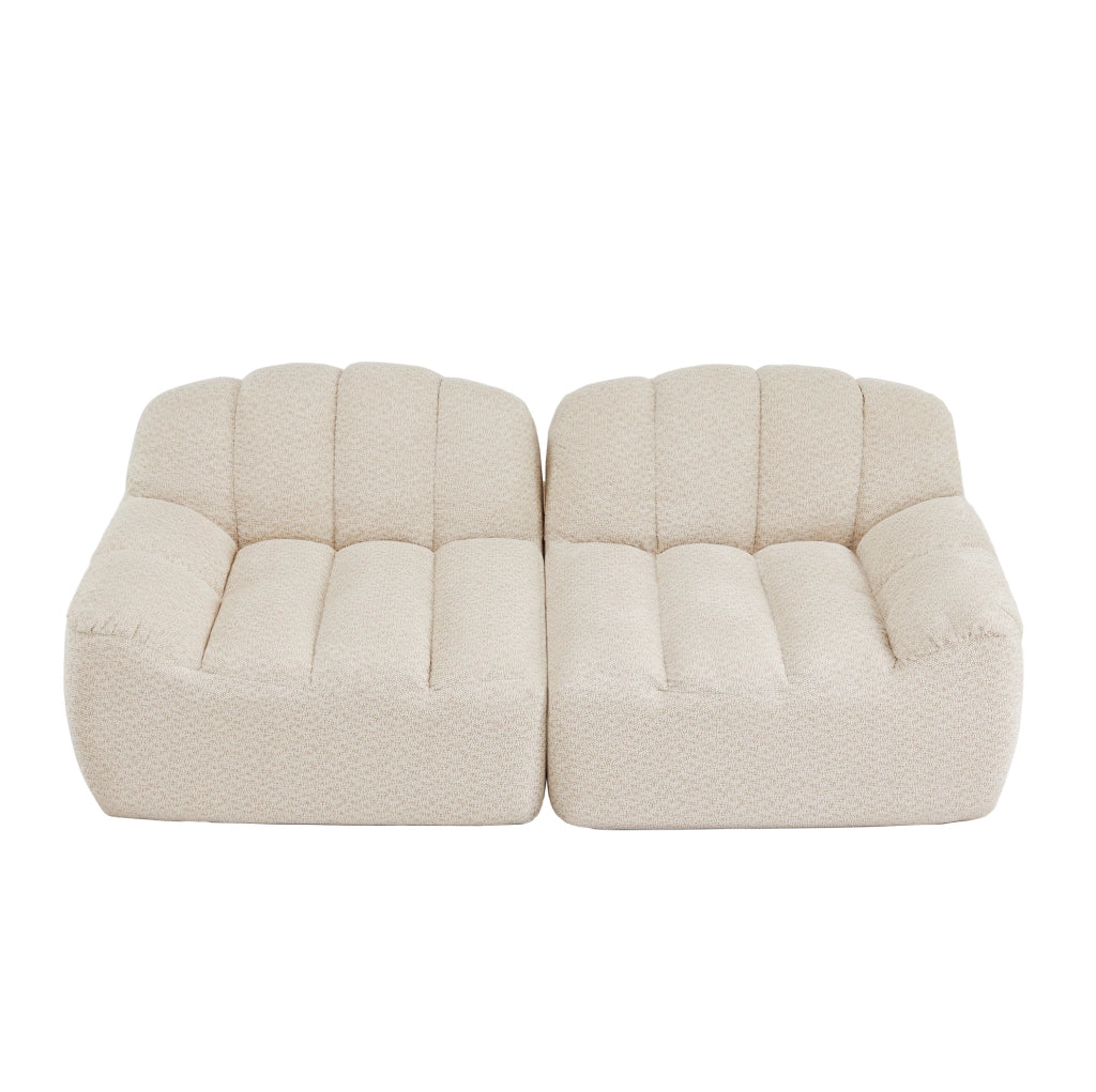 Divano modulare 2 posti 210x104x79 cm in tessuto fleece granulato; beige white