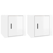 Set di 2 Comodini | Armadio da Notte | Mobiletto da notte in Bianco Lucido 50x39x47 cm