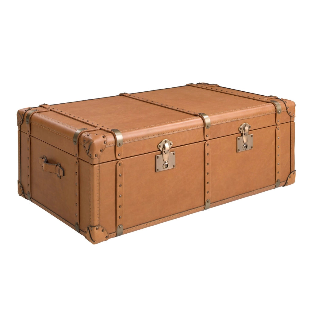 Baule in pelle marrone