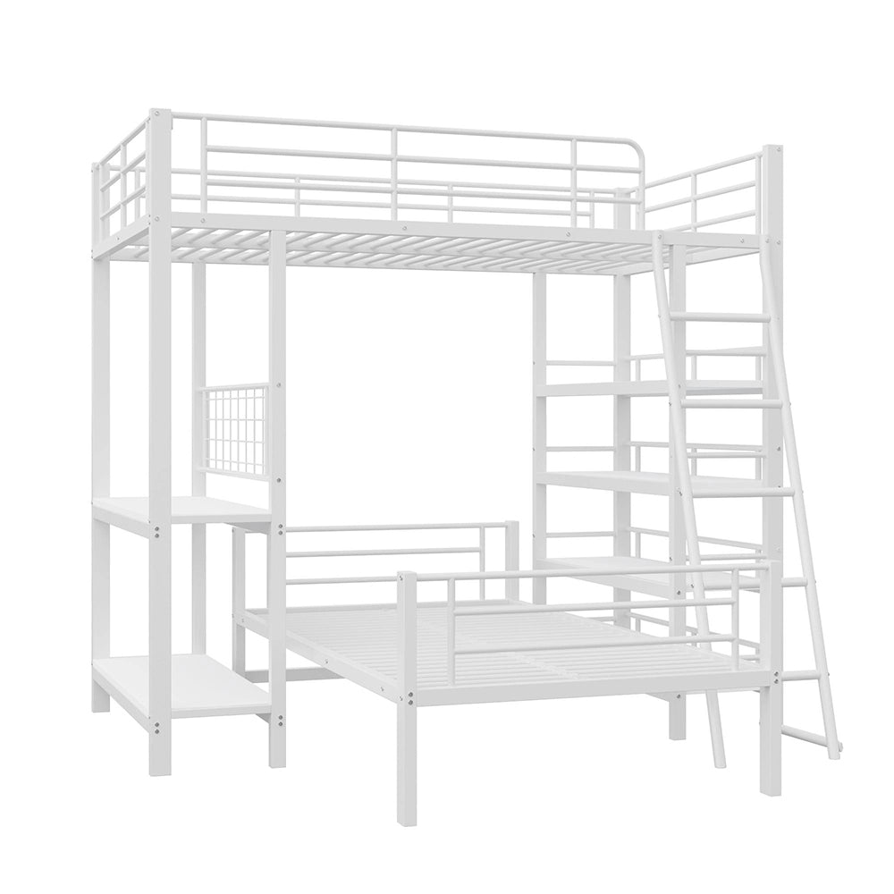 Letto mezzanino metallico 90x200cm - Xylo - bianco, multifunzione