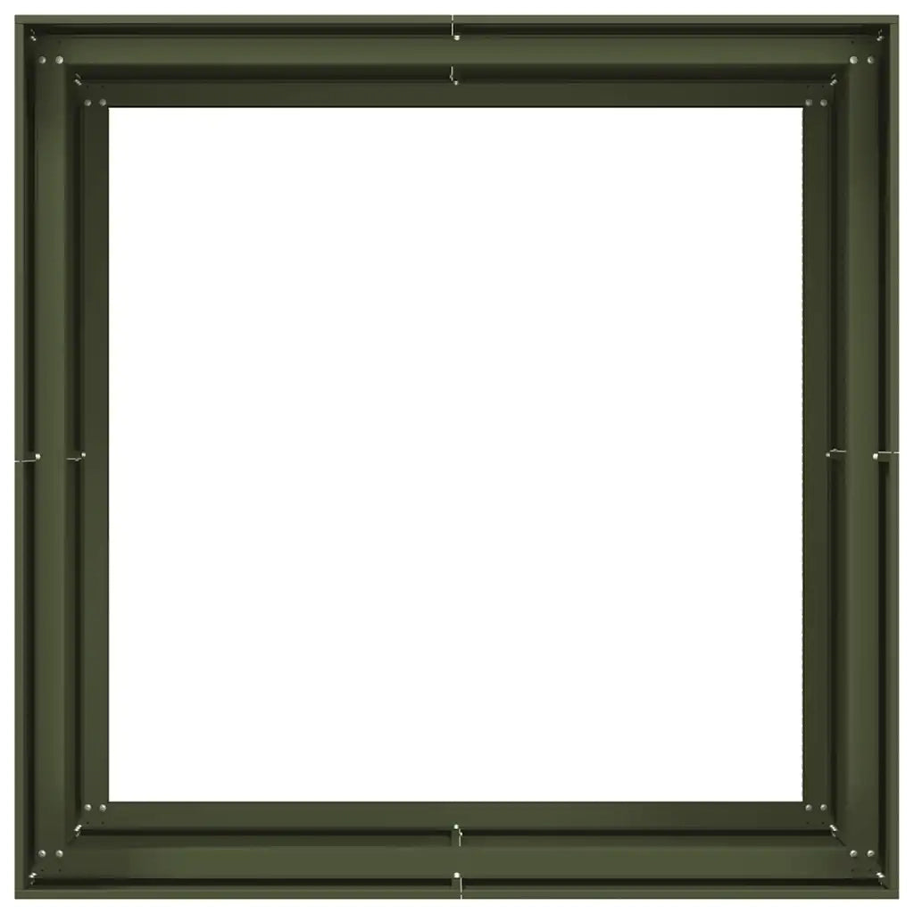 Fioriera | Cassetta per fiori | Vaso Verde Oliva 100x100x80 cm in Acciaio