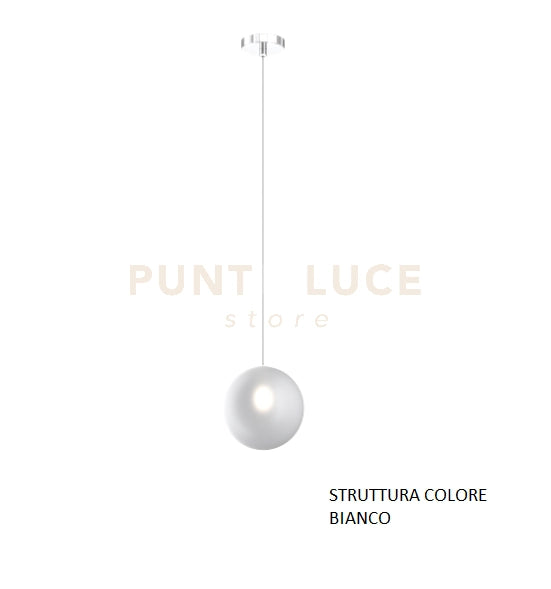 SOSPENSIONE BIANCO 1 LUCE VETRO BIANCO FOG 1184BI-S1-BF