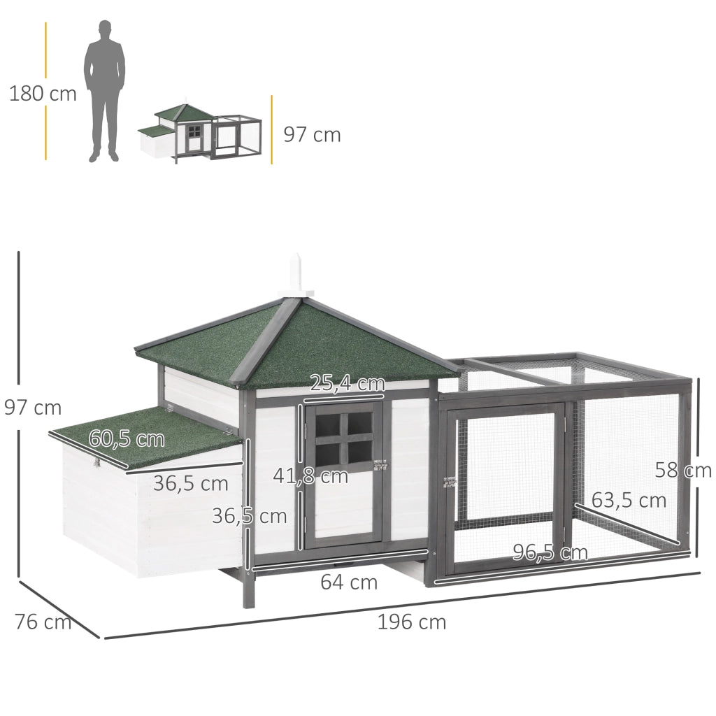 Pollaietto per galline nane ¨C zephmum ¨C Grigio 196x76x97 cm