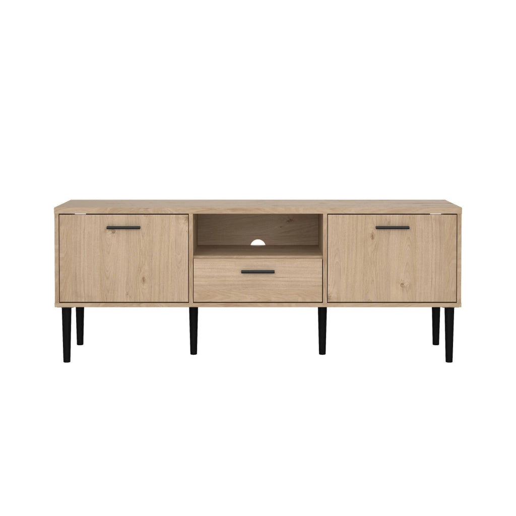 Mobile porta TV elie, Credenza da soggiorno, Armadio basso per TV, Base parete attrezzata, 147x40 h57 cm, Rovere