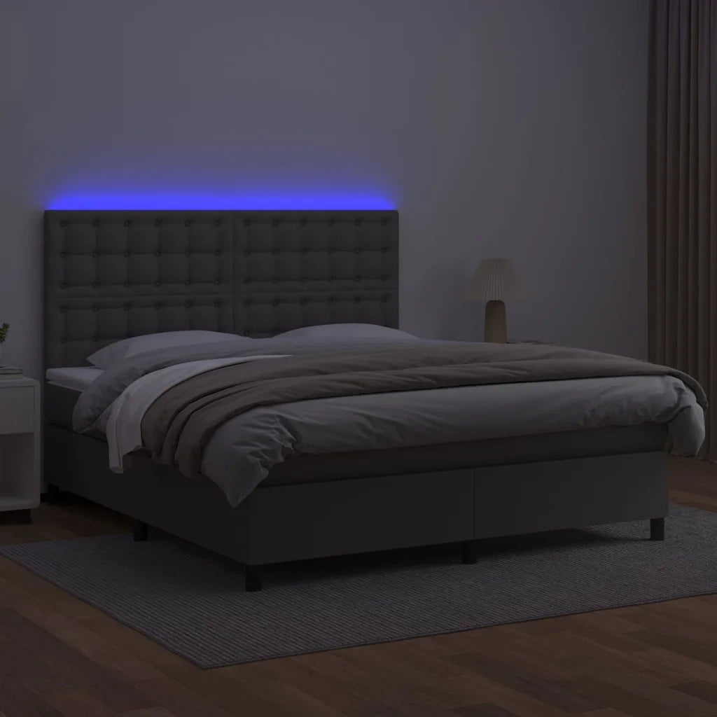 Giroletto Molle con Materasso e LED Grigio 180x200cm Similpelle 3135961