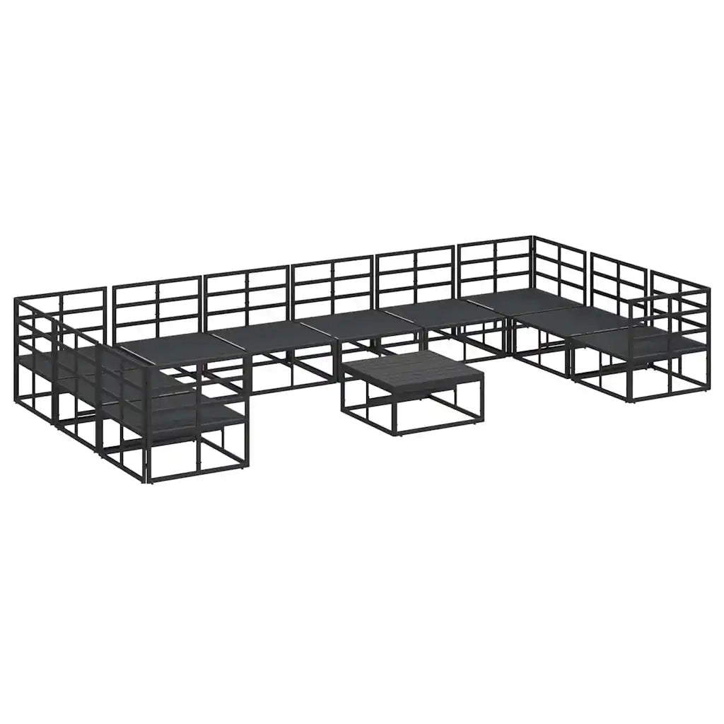 vidaXL Set Divano da Giardino con cuscino 11 pcs Nero Alluminio