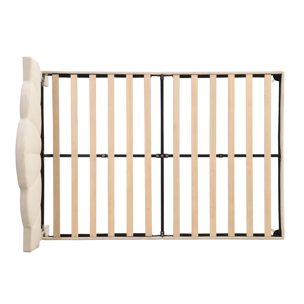 Letto Matrimoniale 140x190 cm; con Testiera Regolabile e Piedi in Metallo; Beige