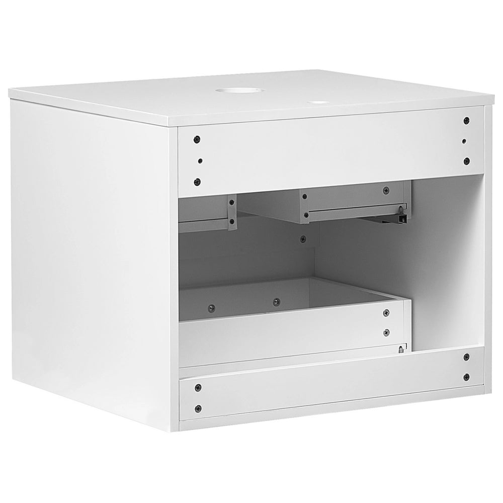 Mobiletto da bagno a parete con frontale scanalato 2 cassetti bianco 60 x 52 cm stile elegante moderno