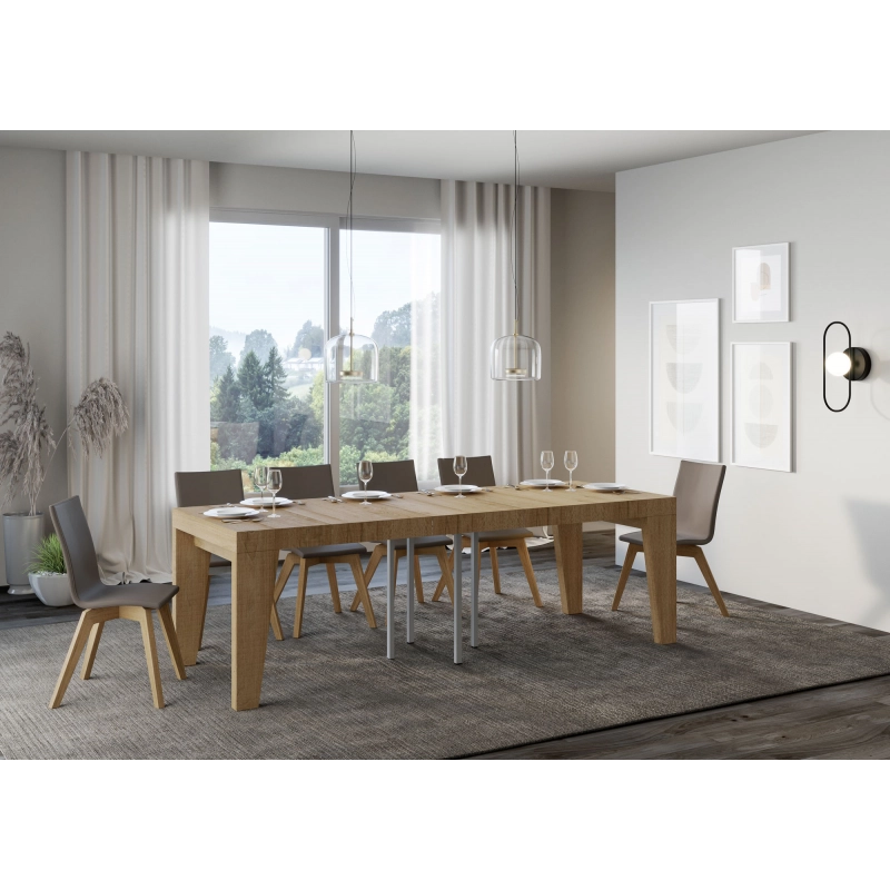 Tavolo allungabile 90x90/246 cm Naxy Premium - Quercia Natura