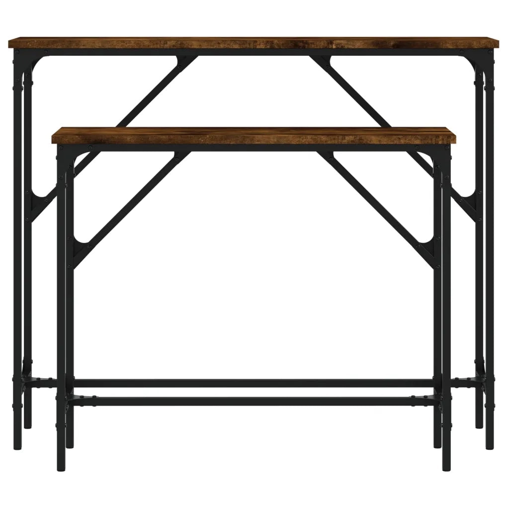 Tavolini Consolle 2 pz Rovere Fumo in Legno Multistrato