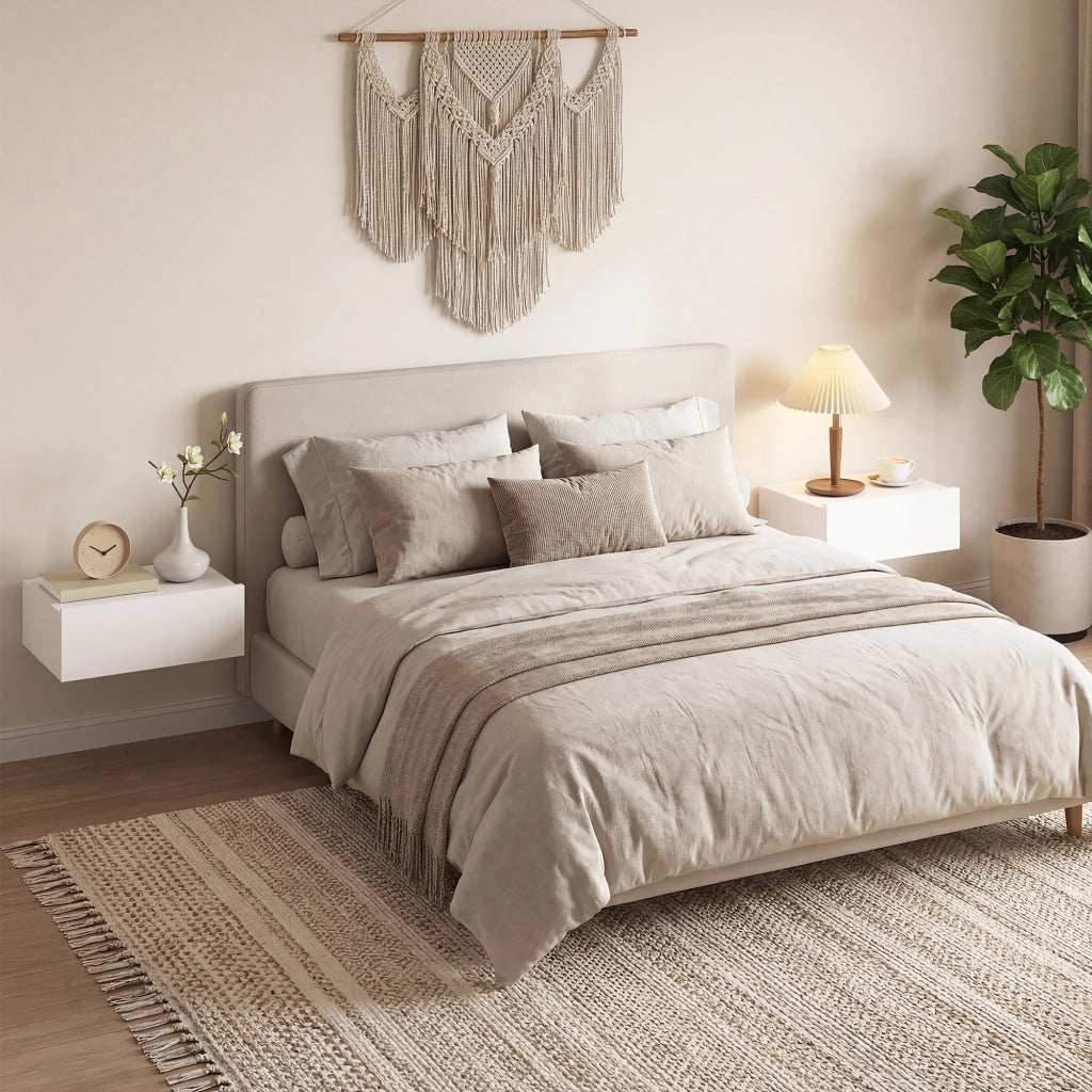 Set 2 Comodini da Parete Flottanti con Cassetto ¨C Zephmum ¨C 40x30x15 cm Bianco