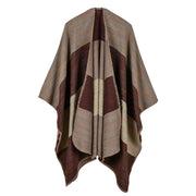 Nuovo scialle da donna in cashmere a righe con stelle, extra lungo e spesso, scialle multiuso.