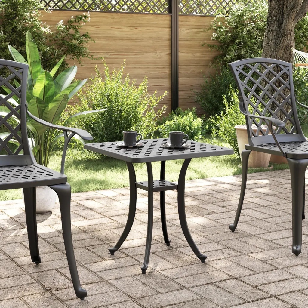 Tavolo da Giardino | Tavolino da esterno Nero 53x53x53 cm in Alluminio Pressofuso