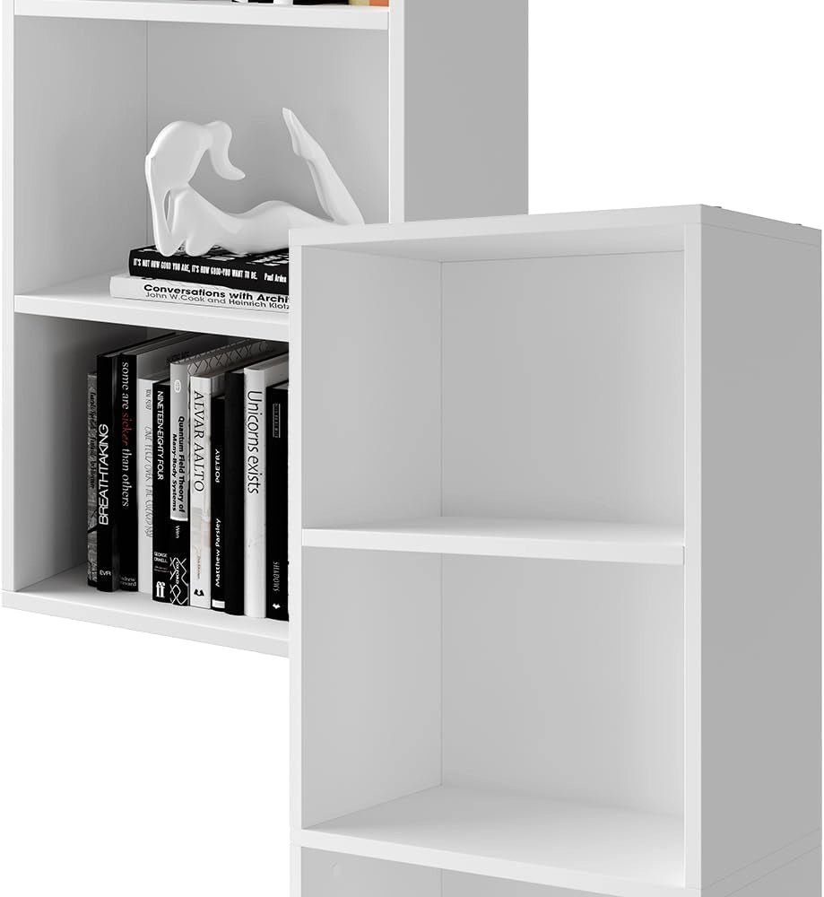 Scaffale Bob, Bianco, 40 x 132 cm con 5 scomparti, per la conservazione e la presentazione di libri e raccoglitori