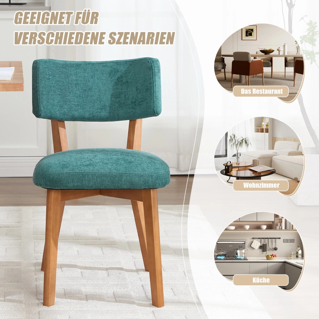 Sedia da pranzo imbottita ergonomica con schienale e gambe in legno facile da pulire per casa e ufficio verde