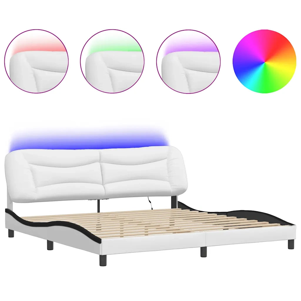 Giroletto con LED senza Materasso Hvar Bianco e Nero 200x200 cm 3213961