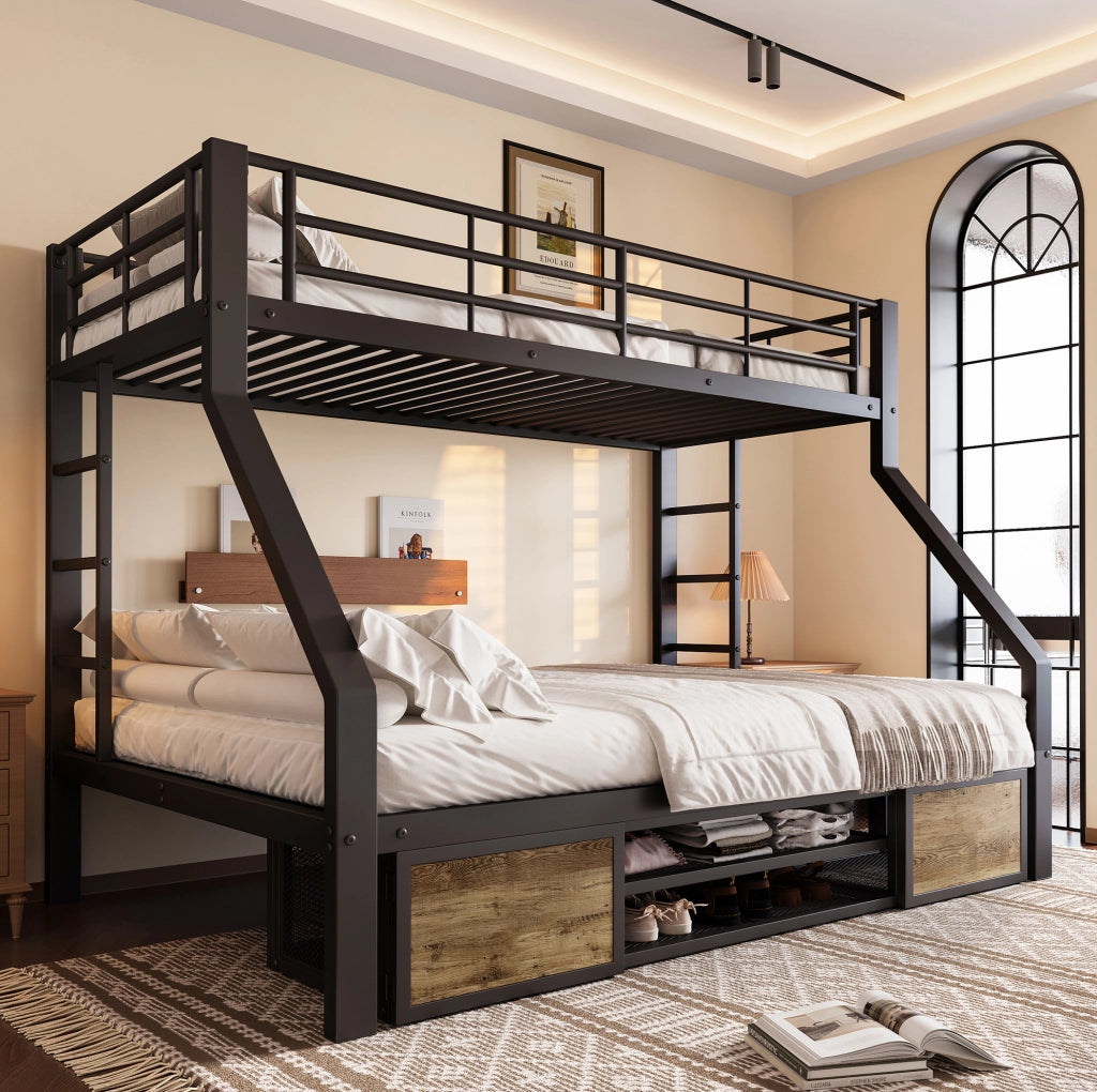 Letto a castello per bambini 90x200/140x200 cm nero