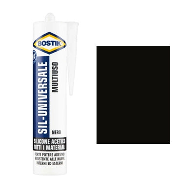 SILICONE ACETICO SIL UNIVERSALE BOSTIK - NERO RAL 9005 ML 280- 12 pezzi