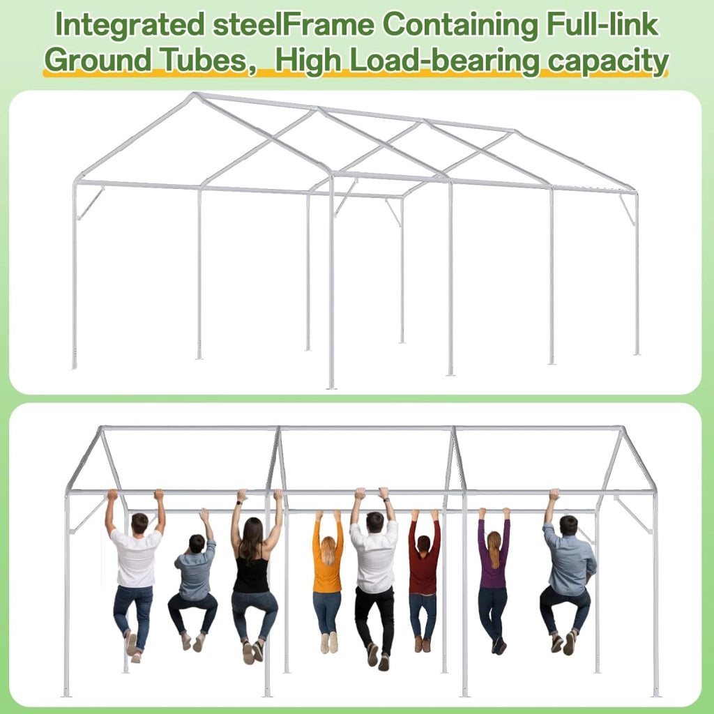 Gazebo da 4 x 6 m, resistente, con pareti laterali, impermeabile, in PE, con struttura in acciaio galvanizzato, tenda per feste, eventi, uso esterno, colore bianco