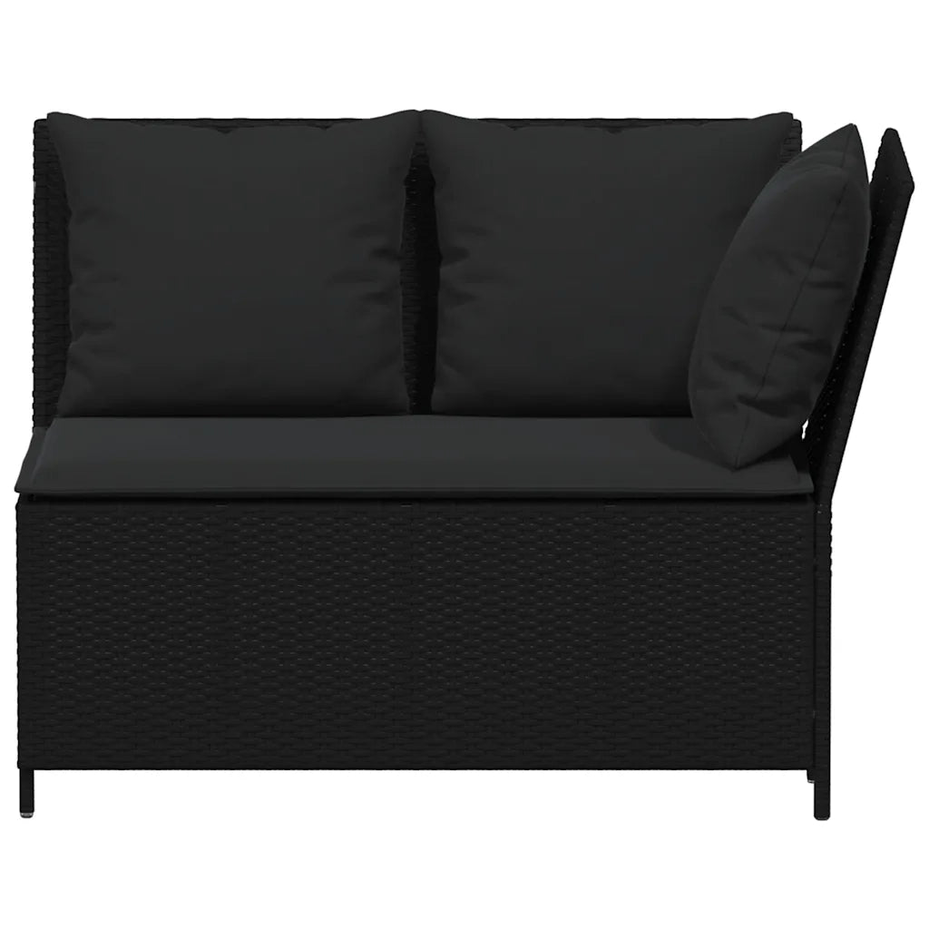 Set Divani da Giardino 3 pz con Cuscini in Polyrattan Nero 3365342