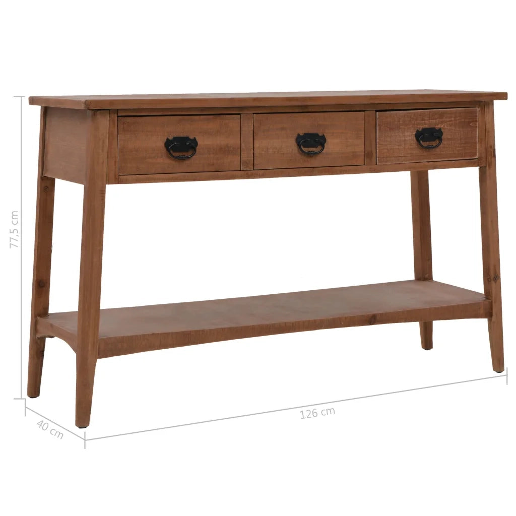 Tavolo Consolle | Tavolo d'Ingresso in Massello di Abete 126x40x77,5 cm Marrone