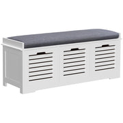Panca Scarpiera con 3 Cassetti e Cuscino ¨C Zephmum ¨C Bianco 108x35x43 cm