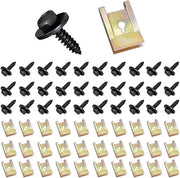 30 set Bitorzoli metalliche con viti Clip di fissaggio universali per auto - Kit di viti e bitorzoli U-Clip e viti - Clip per carrozzeria per copertura del parafango, sottoscocca e fender.