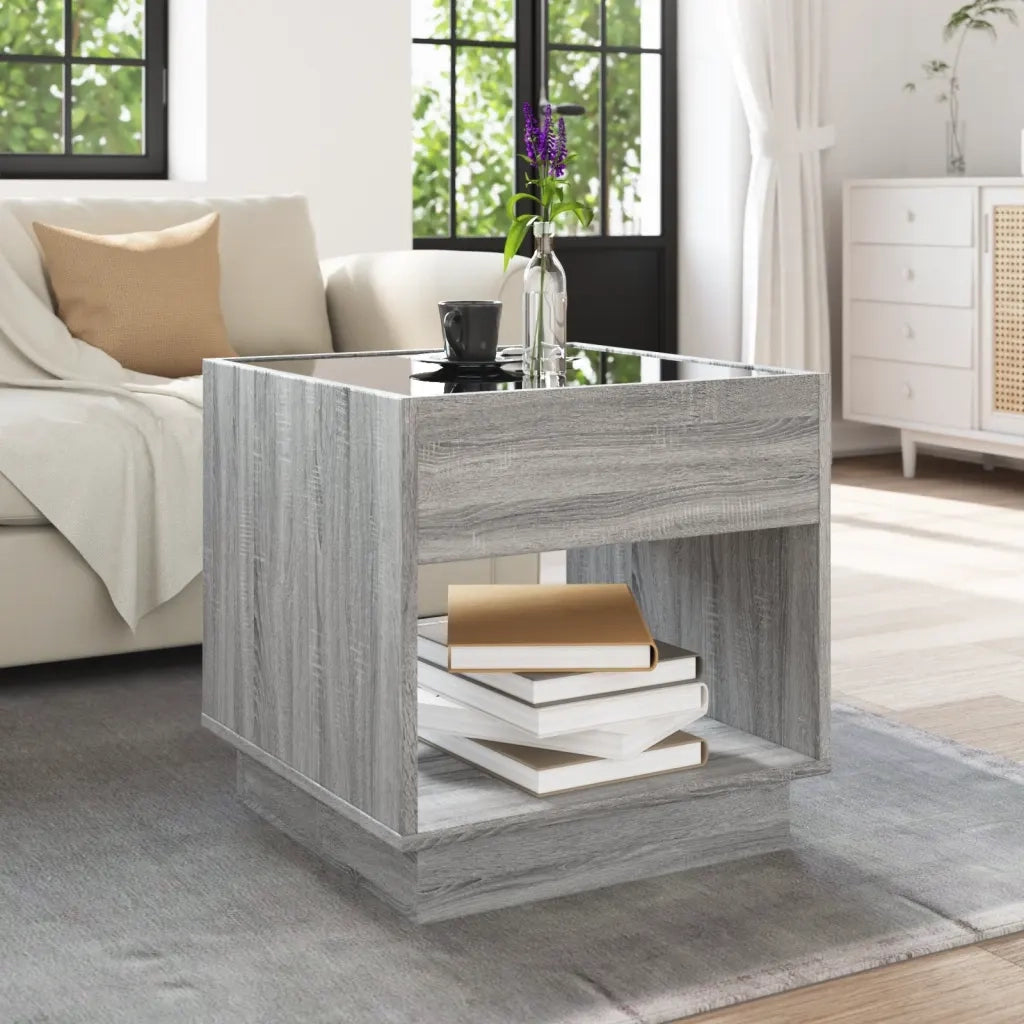 Tavolino da Salotto con LED Infinity Rovere Sonoma 50x50x50 cm