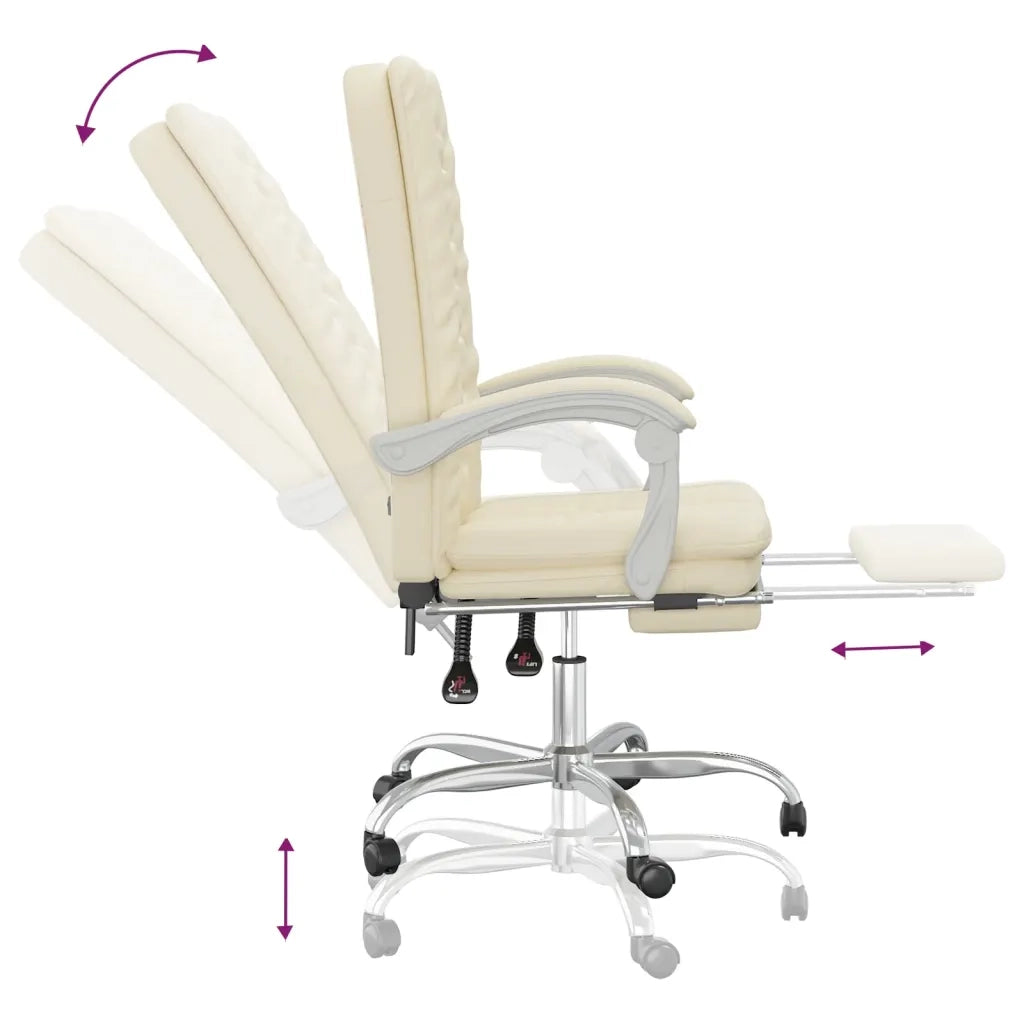 Poltrona da Ufficio Reclinabile Crema in Similpelle 349720