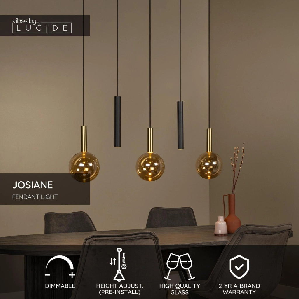 Lampada a sospensione JOSIANE 3xG9 ambra nera Lucide