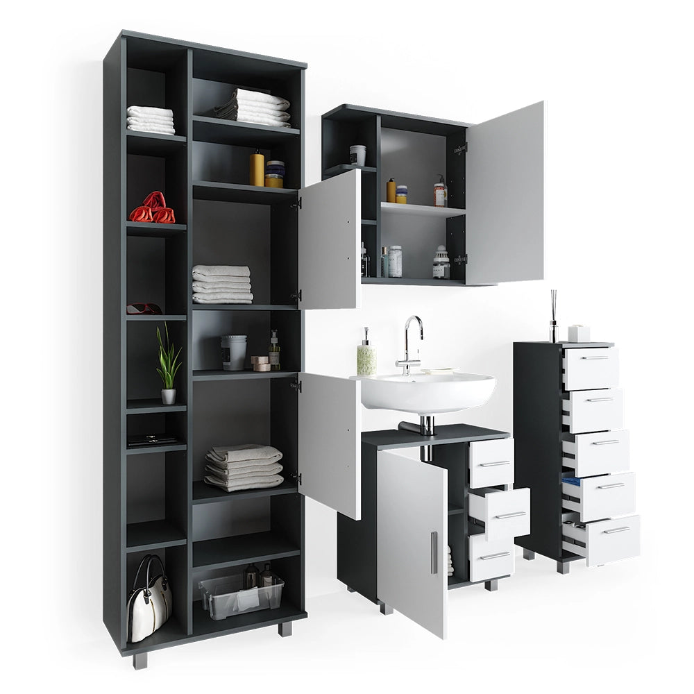 Vicco Set mobili bagno Antracite 4 parti