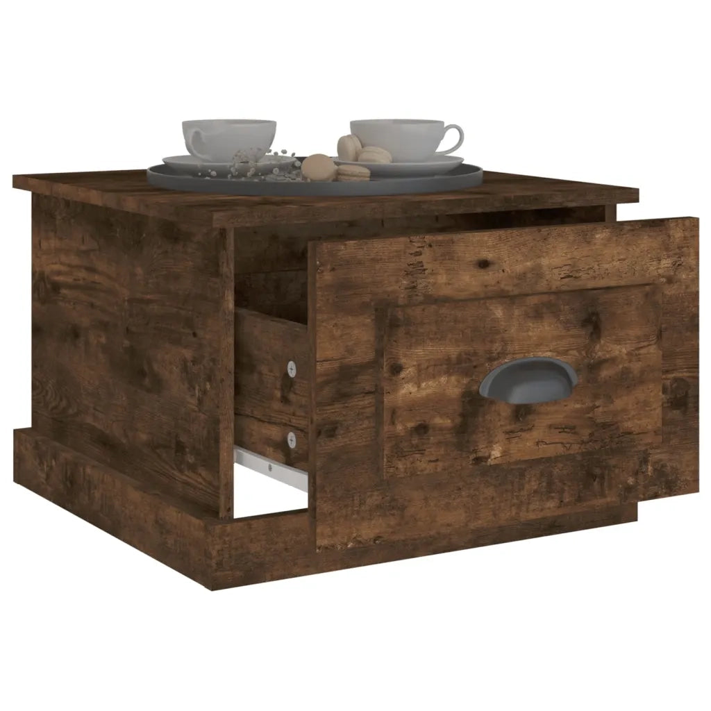 Tavolino da Salotto Rovere Fumo 50x50x35 cm Legno Multistrato 816253
