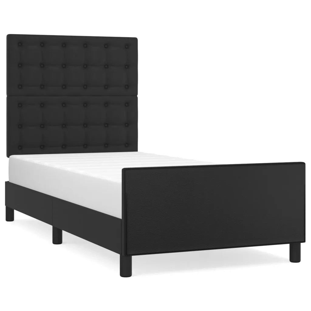 Giroletto con Testiera-Struttura Letto con testiera Nero 100x200 cm in Similpelle 349061