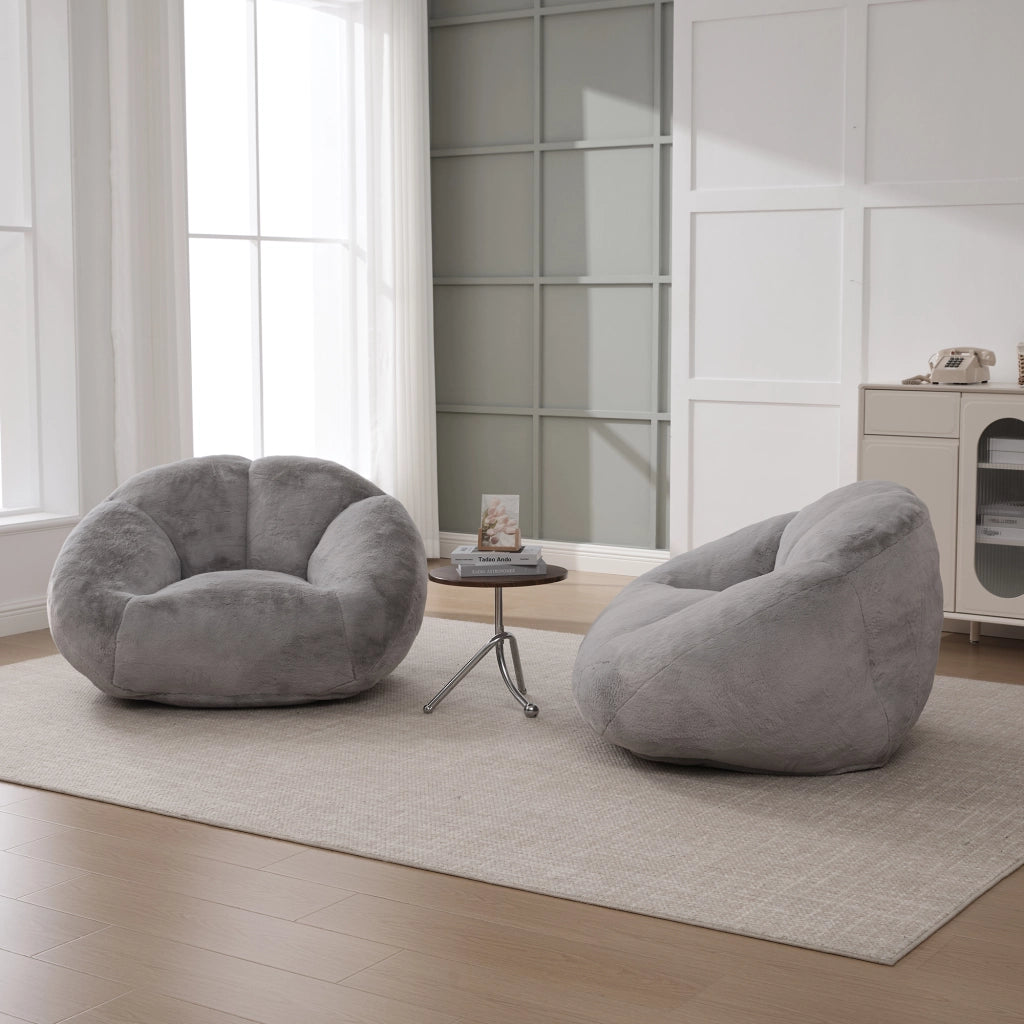 Divano Pouf Morbido in Peluche ¨C MINIMAL ¨C Grigio, Soggiorno
