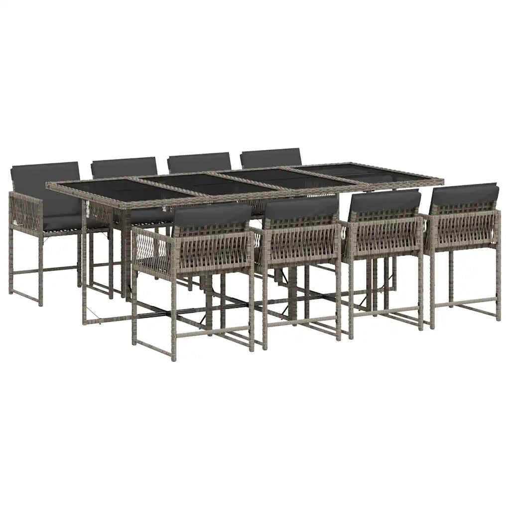 vidaXL Set da Pranzo da Giardino 9 pz con Cuscini in Polyrattan Grigio