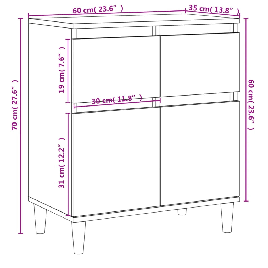 Buffet credenza cassettiera armadio mobile contenitore organizer per cucina soggiorno salotto Sonoma 60 x 35 x 70 cm legno ingegnerizzato grigio 02_0036400
